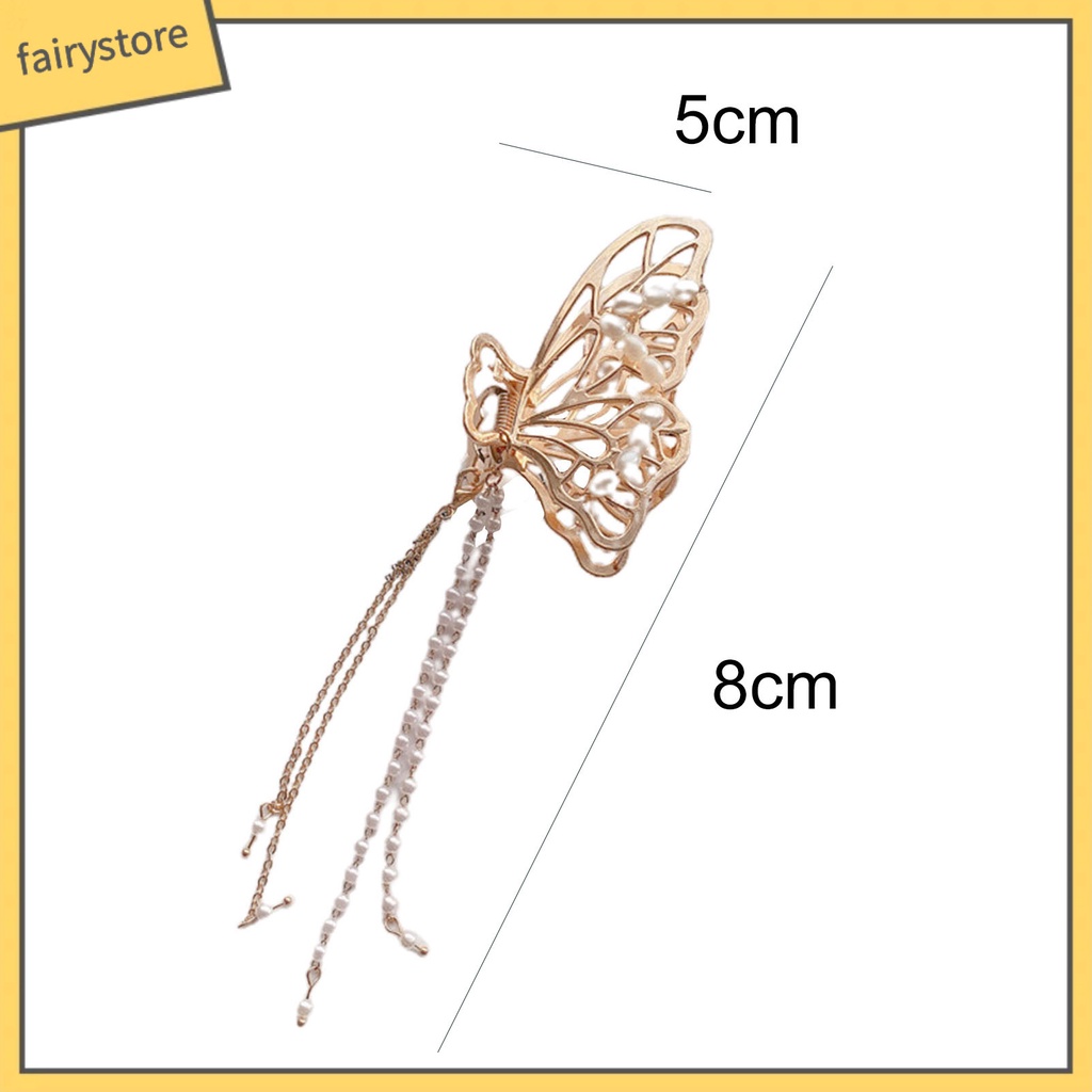 Kẹp Tóc Hình Bướm Đính Ngọc Trai Giả Co Giãn Dành Cho Nữ