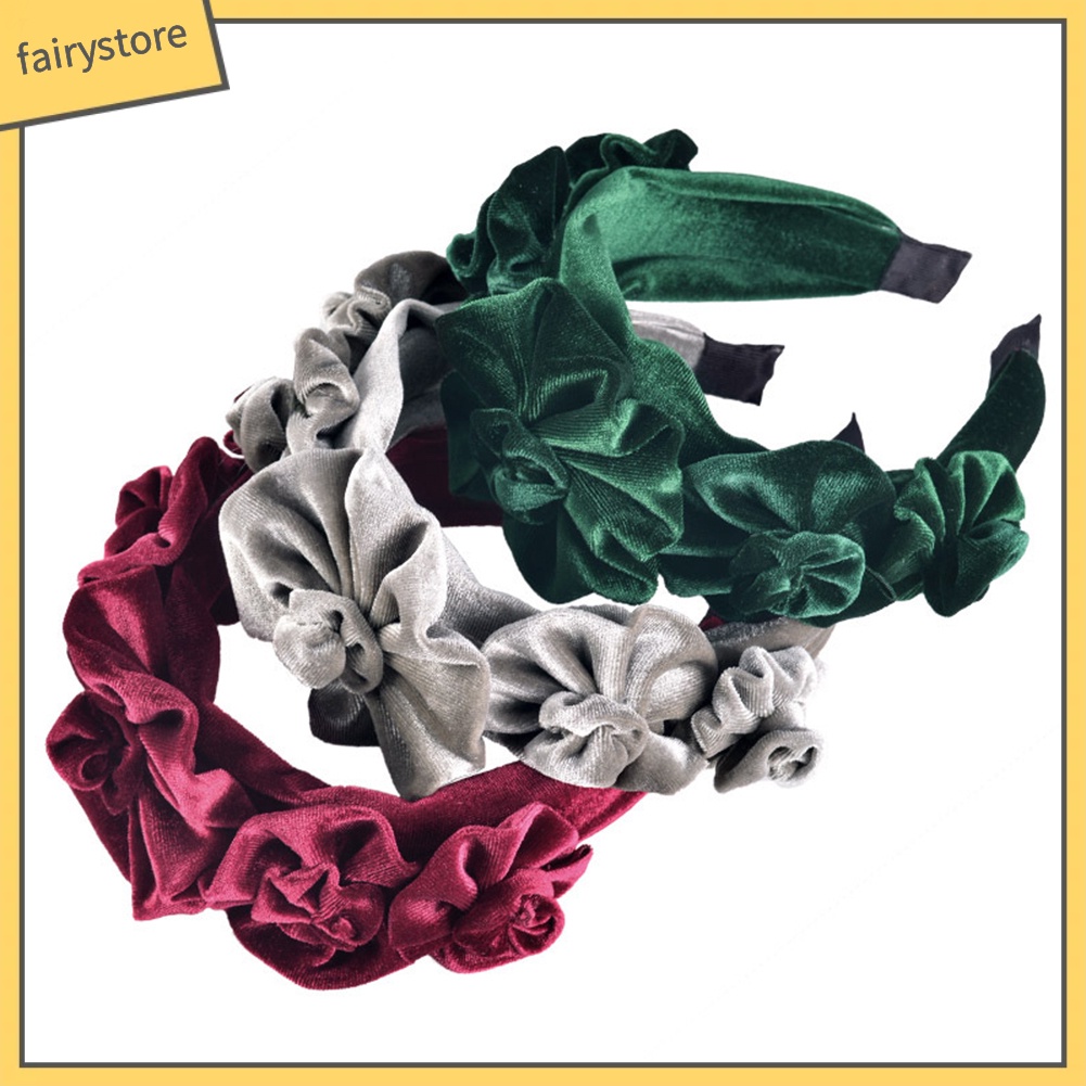 Băng Đô Cài Tóc Đính Hoa Vải Nỉ Thời Trang Cho Nữ