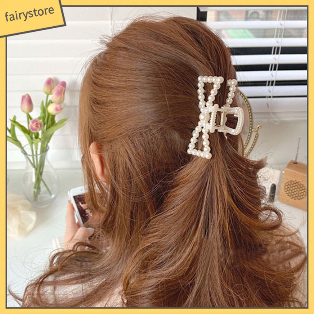 Kẹp Tóc Càng Cua Lớn Đính Ngọc Trai Giả Thanh Lịch Cho Nữ