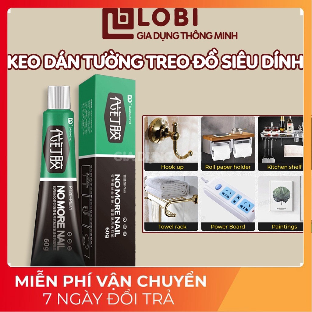 Keo dán siêu dính Nhật Bản No More Nail tuýp 60g Keo siêu dán tường dán giày gỗ thuỷ tinh đa năng (Hàng Nội Địa TQ)