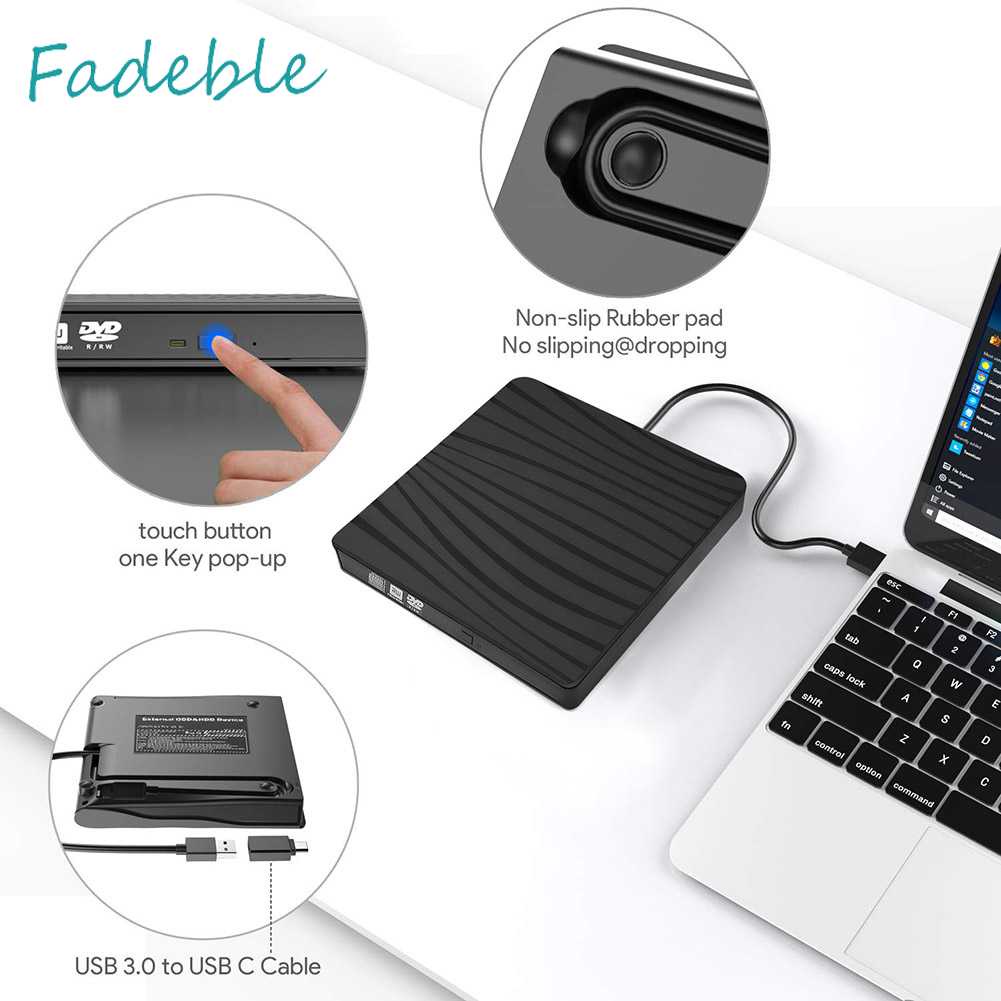 Ổ Đĩa Quang Ngoài USB 3.0 Type-C DVD Cho Laptop Notebook