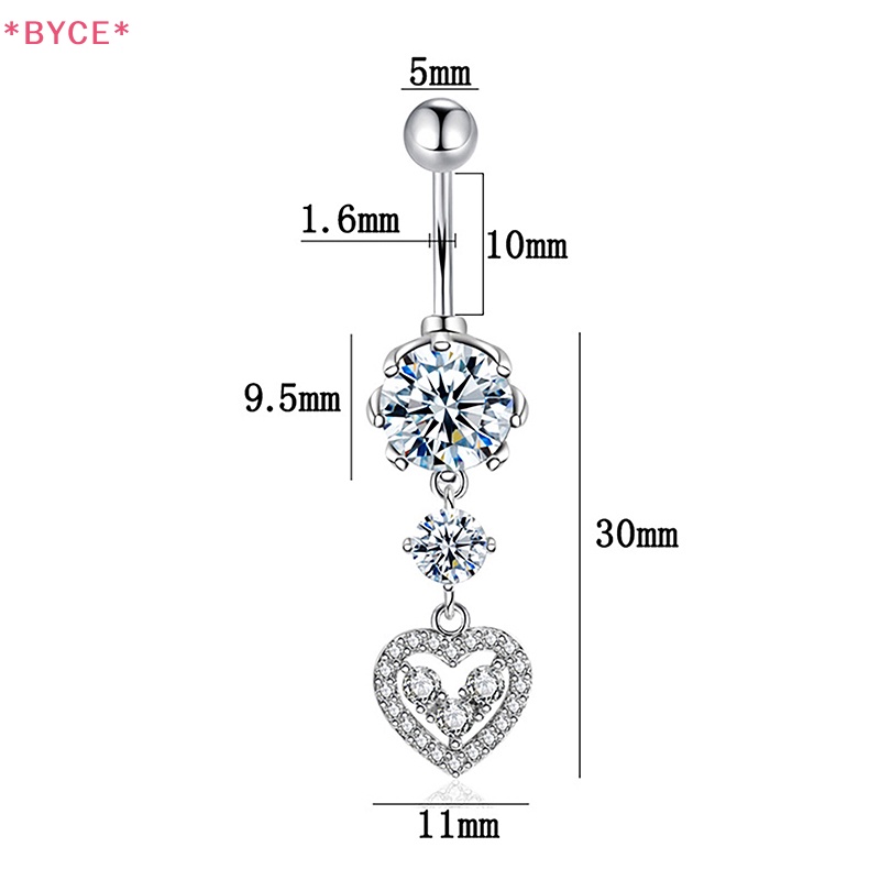 Khuyên Rốn Bằng Thép Không Gỉ Đính Đá Zircon Hình Trái Tim Thời Trang Cho Nữ Mới