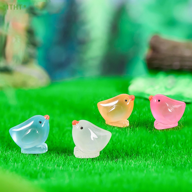Bộ 2 Đồ trang trí Gà Con Mini Phát Sáng Dùng Trang Trí Tiểu Cảnh Mới