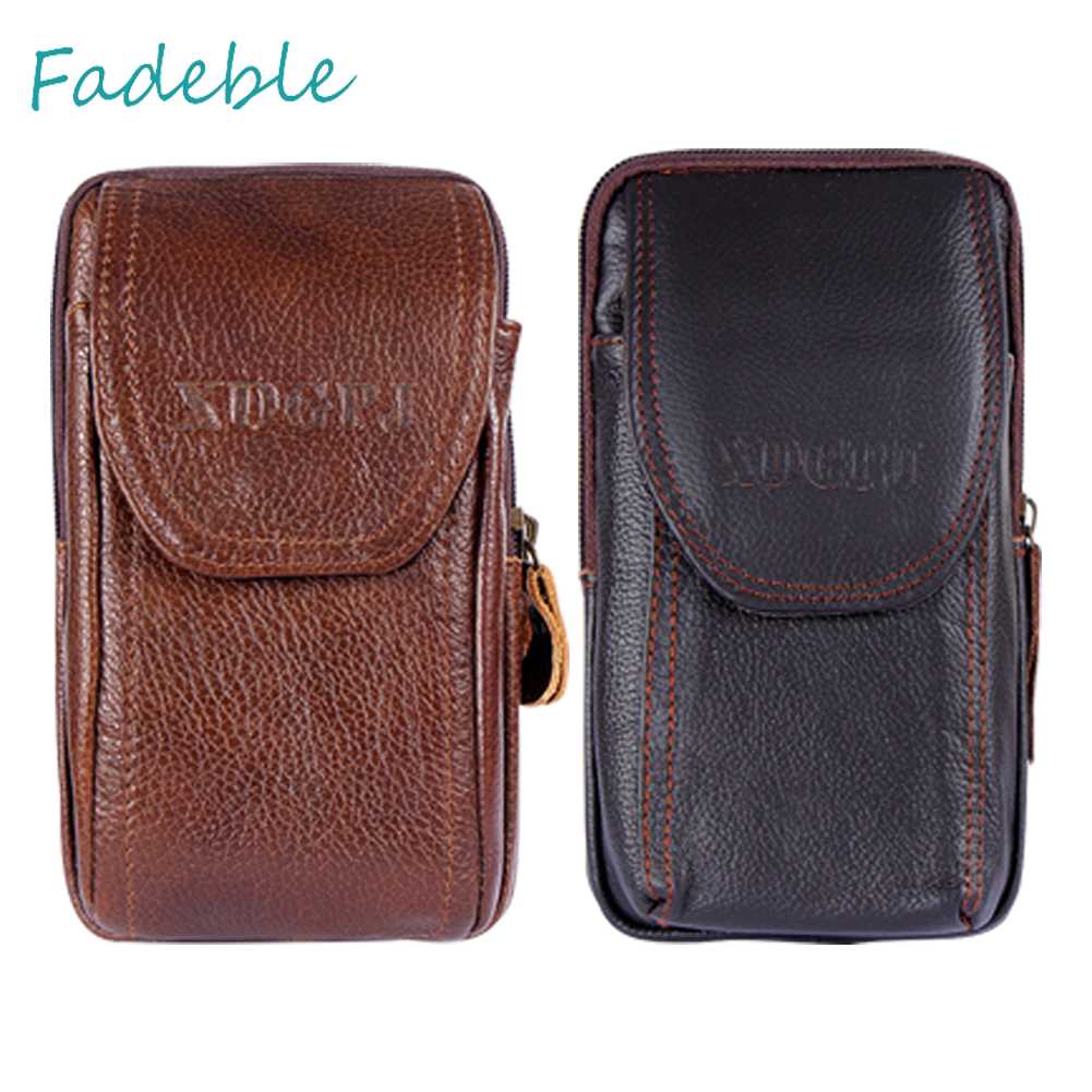 Túi Đeo Thắt Lưng Da Bò Ba Ngăn Đựng Điện Thoại Màu Trơn Dành Cho Nam