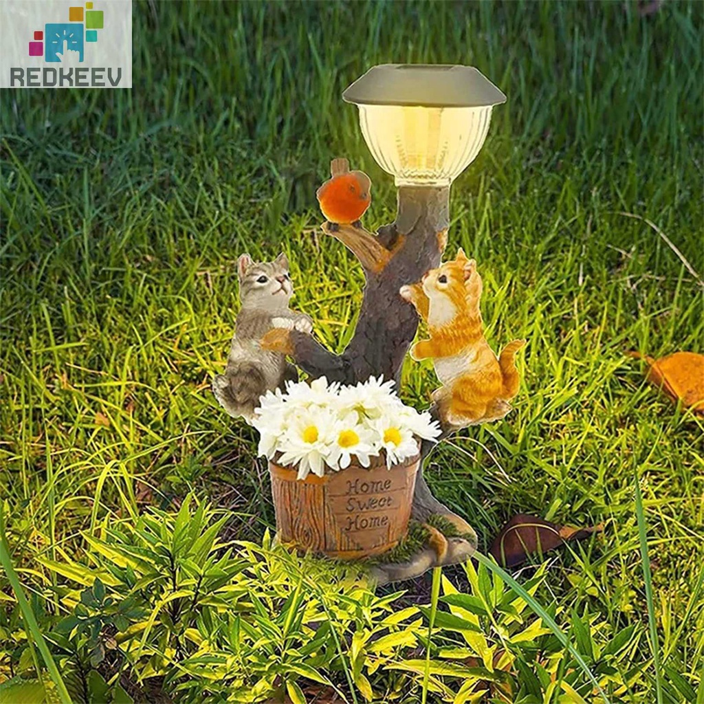 Đồ trang trí Chó Mèo Bằng Nhựa Resin Sử Dụng Năng Lượng Mặt Trời