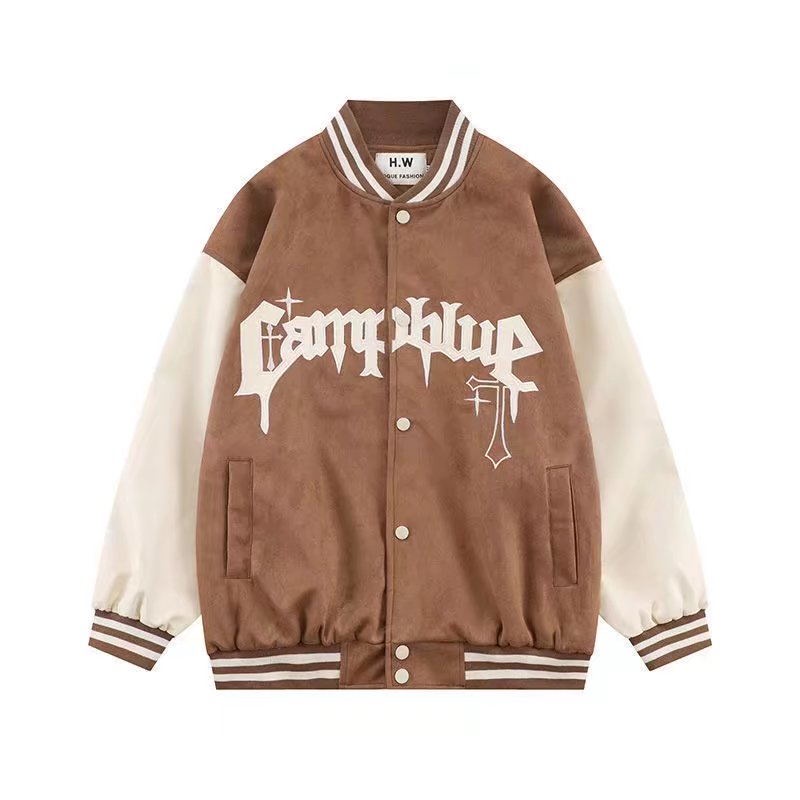 Áo Khoác Bóng Chày Dáng Rộng Thêu Chữ Phong Cách Retro Mỹ Cá Tính Cho Nam Nữ