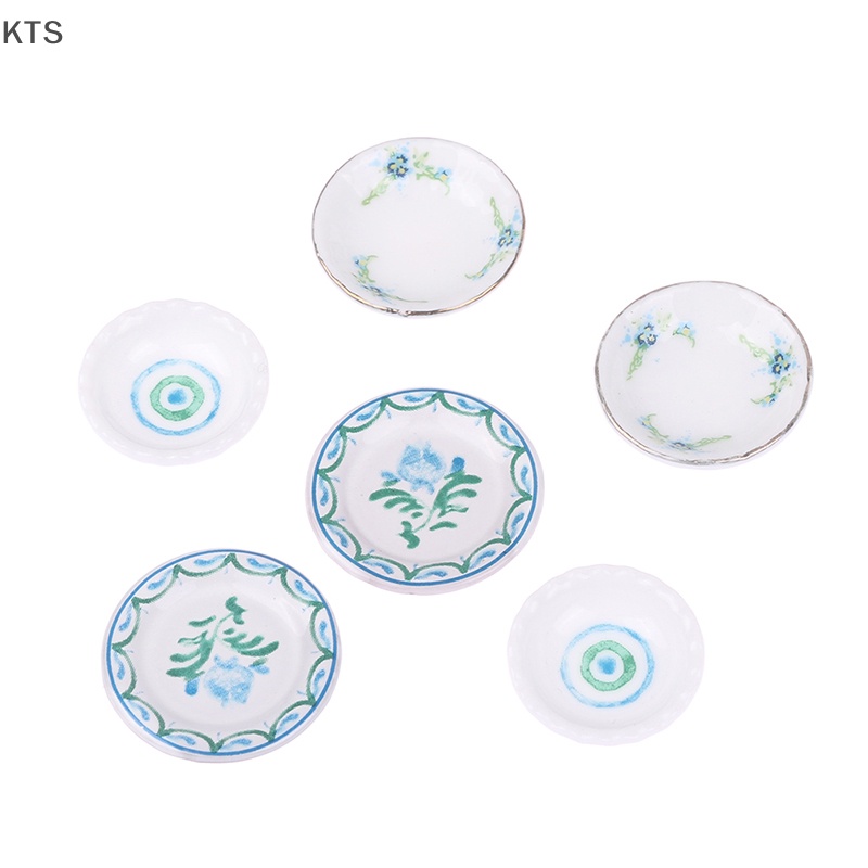 Set 2 Đĩa Chén Mini Tỉ Lệ 1: 12 Xinh Xắn Dùng Để Trang Trí Nhà Búp Bê