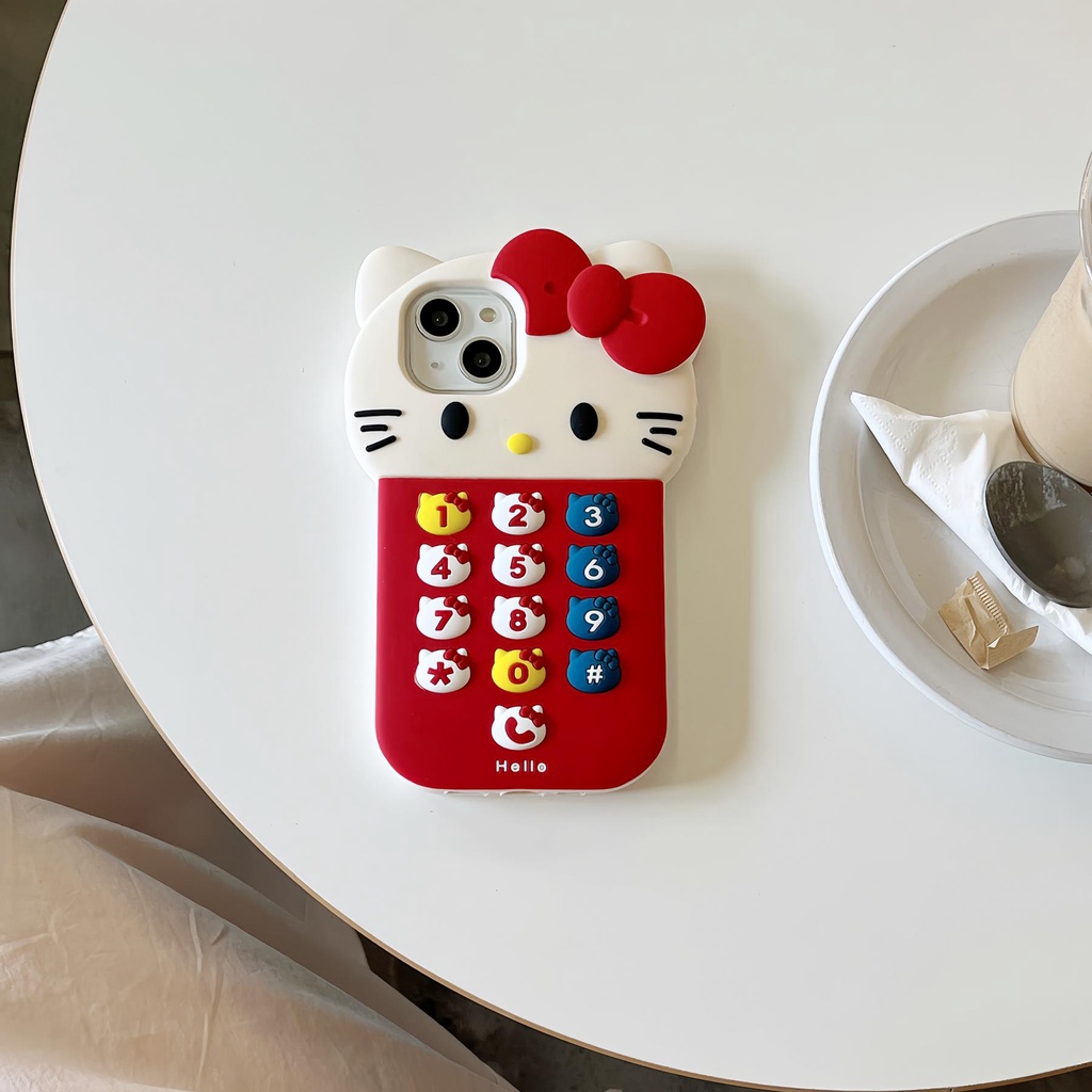 Ốp Điện Thoại TPU Dẻo Họa Tiết Hoạt Hình Hello Kitty 3D Dễ Thương Cho iPhone 12 11 13 14 Pro Max