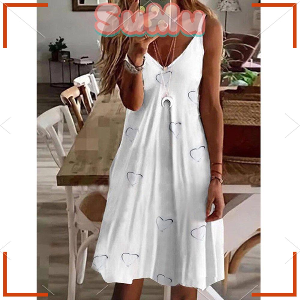 Đầm Hai Dây Mùa Hè Plus Size Phong Cách Boho Cho Nữ