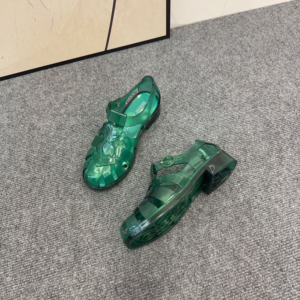 Sandal Cao Gót Bít Mũi Dệt Kim Phong Cách Retro Roman Mới 2023 Cho Nữ Đi Biển