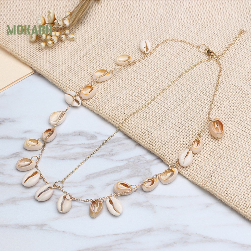 [Mok Abh] Vòng Đeo Đầu Dạng Chuỗi Vỏ Sò Tự Nhiên Bằng Kim Loại Dùng Trong Tiệc Cưới