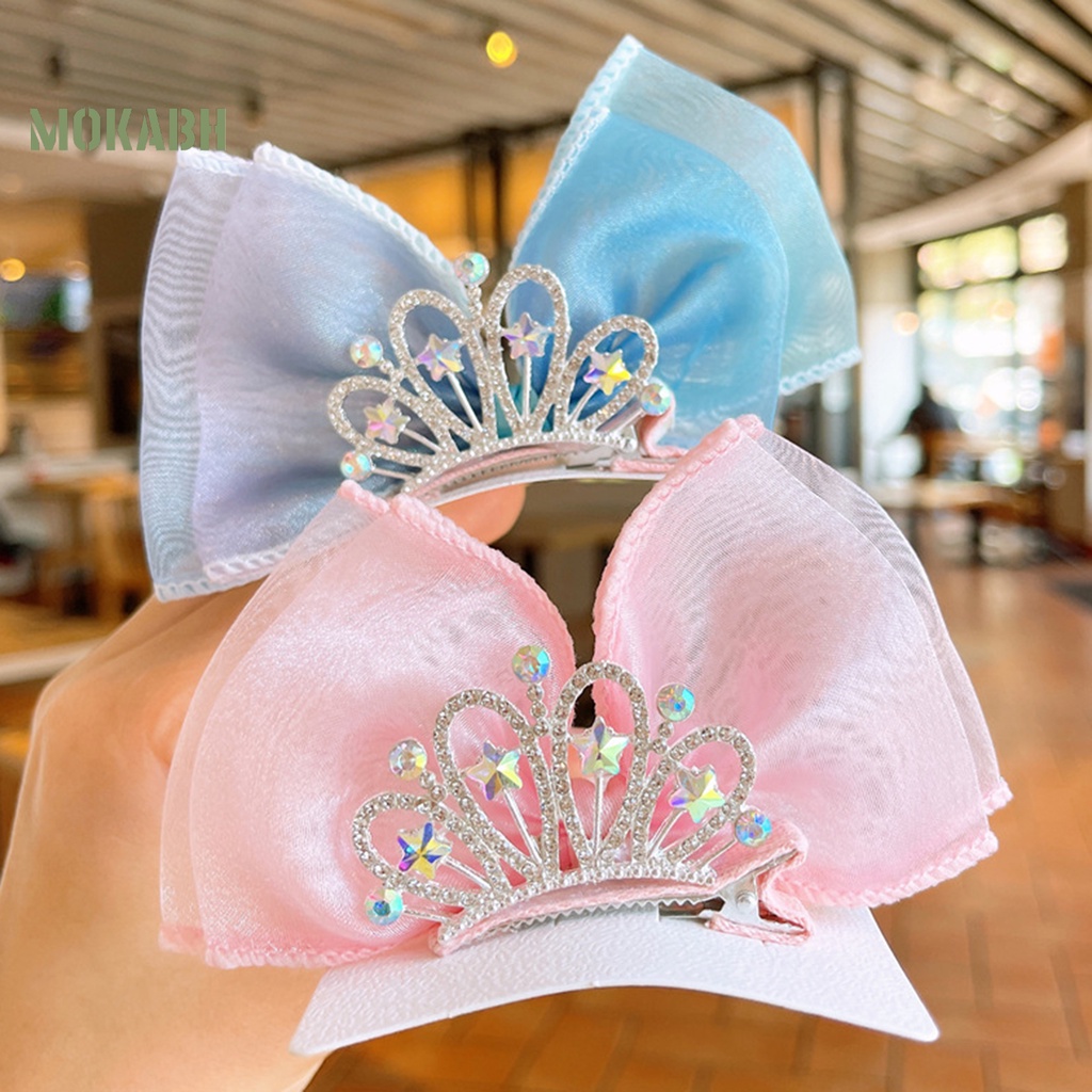 Kẹp Tóc Hình Nơ Đính Đá Lấp Lánh Chống Trượt Thời Trang Cho Bé Gái