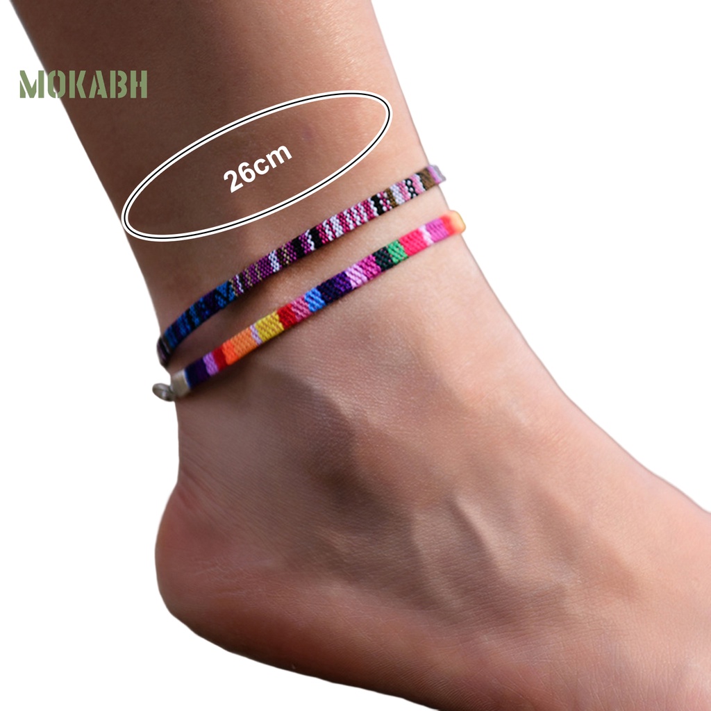 1 Cặp Lắc Chân Dây Bện Nhiều Màu Sắc Phong Cách Bohemia Thời Trang Đi Biển Cho Nữ