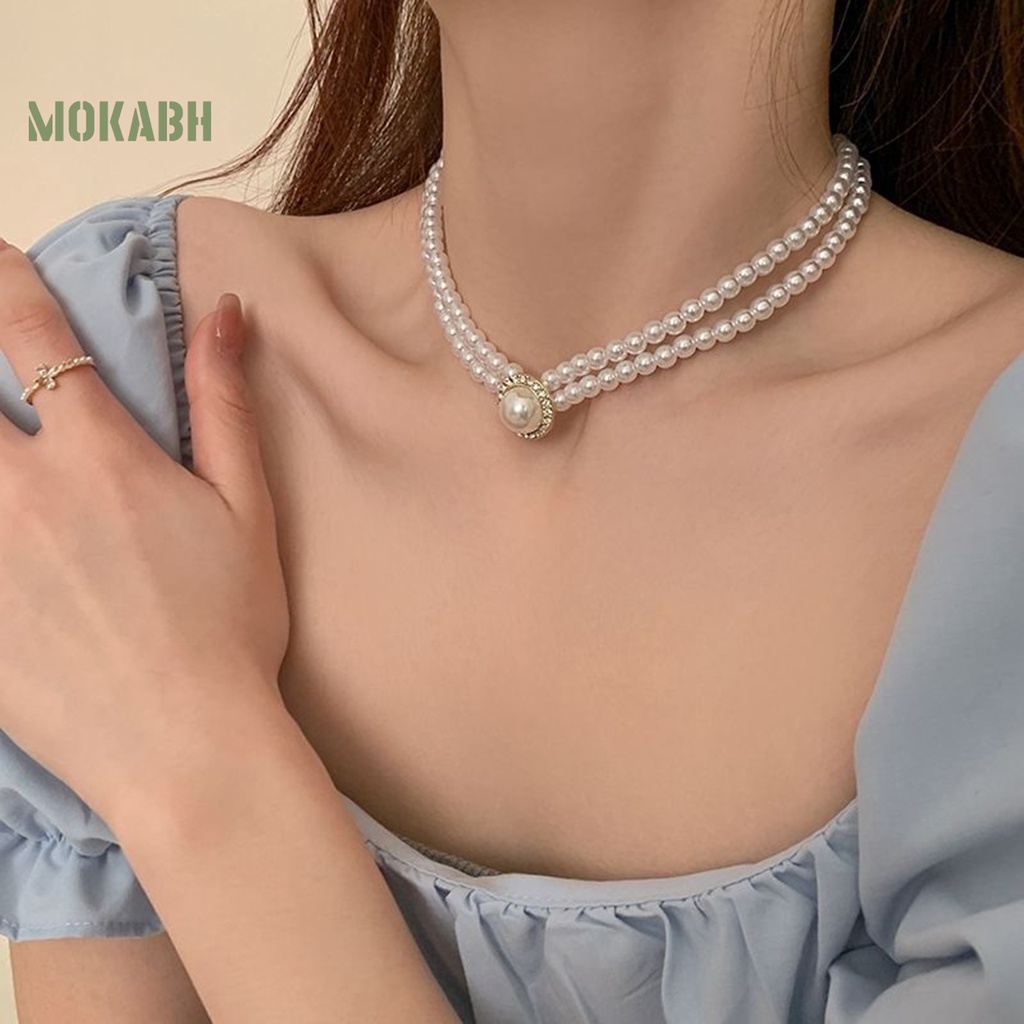 1 Bộ Vòng cổ + Nhẫn + Bông Tai Đính Ngọc Trai Nhân Tạo Phong Cách Pháp Cổ Điển Sang Trọng Không Gây Dị Ứng