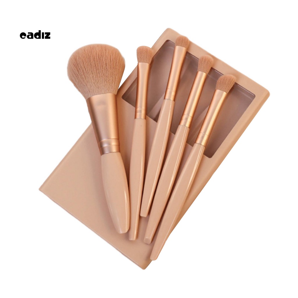 Bộ 5 Cọ Trang Điểm Với Gương Và Tay Cầm Chống Trượt Mềm Mại Dễ Dàng Mang Theo