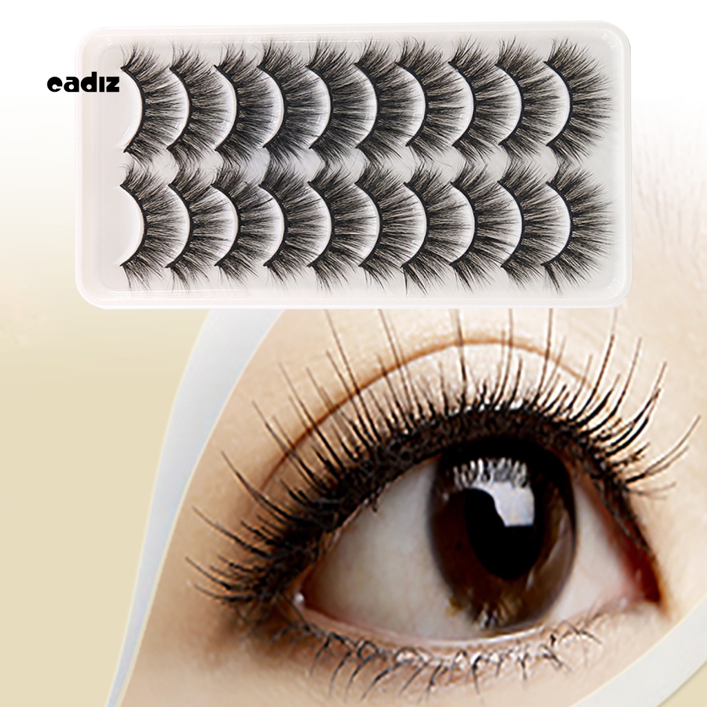 Set 10 Cặp Lông Mi Giả Sợi Fiber Nối Dài Trang Điểm Mắt Sành Điệu Cho Nữ
