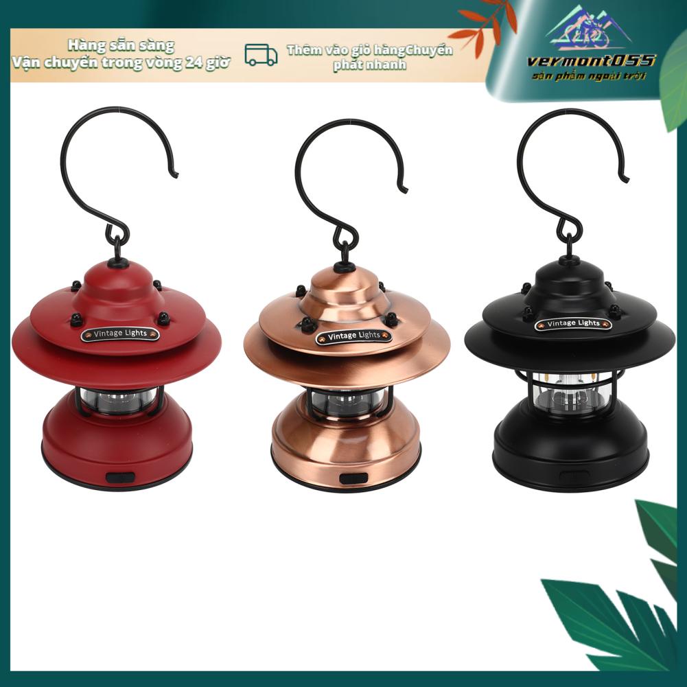 Vermont055 Đèn Lồng Cắm Trại Vintage Chống Nước IPX4 LED 35‑100lm Di Động Phong Cách Retro Treo Dành Cho Ngoài Trời
