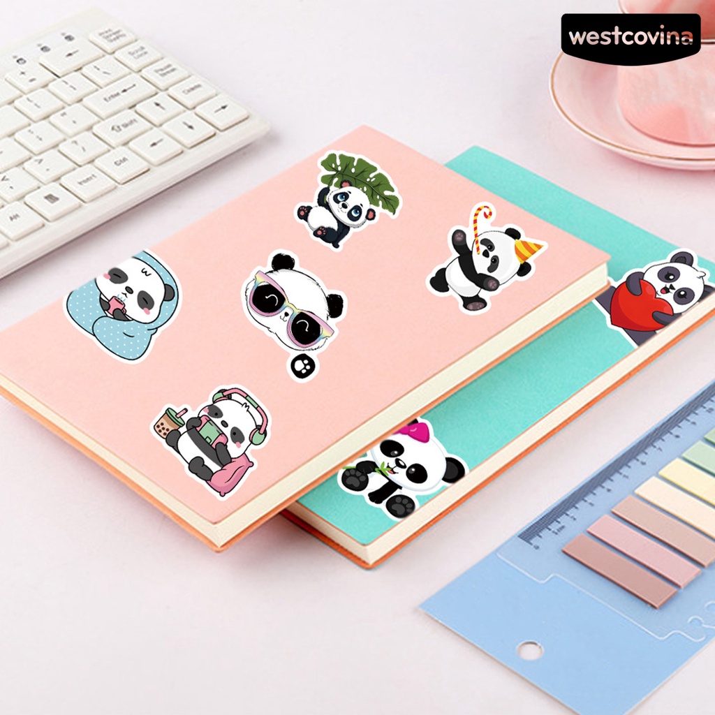 [WSTN]✎Bộ 50 Miếng Dán Hình Gấu Trúc Hoạt Hình Tự Dính Chống Nước Chống Rách Dùng Trang Trí DIY