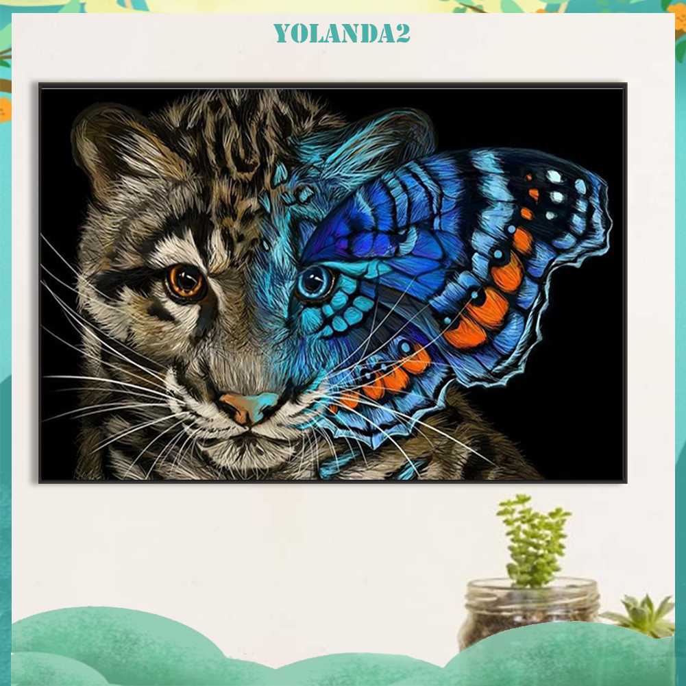 Tranh Đính Đá Kim Cương Toàn Bộ 5D DIY Hình Vẽ Mèo Trang Trí Nhà Cửa