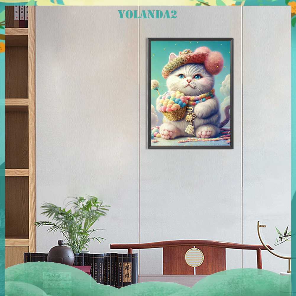 Tranh Đính Đá Kim Cương Toàn Bộ 5D DIY Hình Vẽ Mèo Trang Trí Nhà Cửa