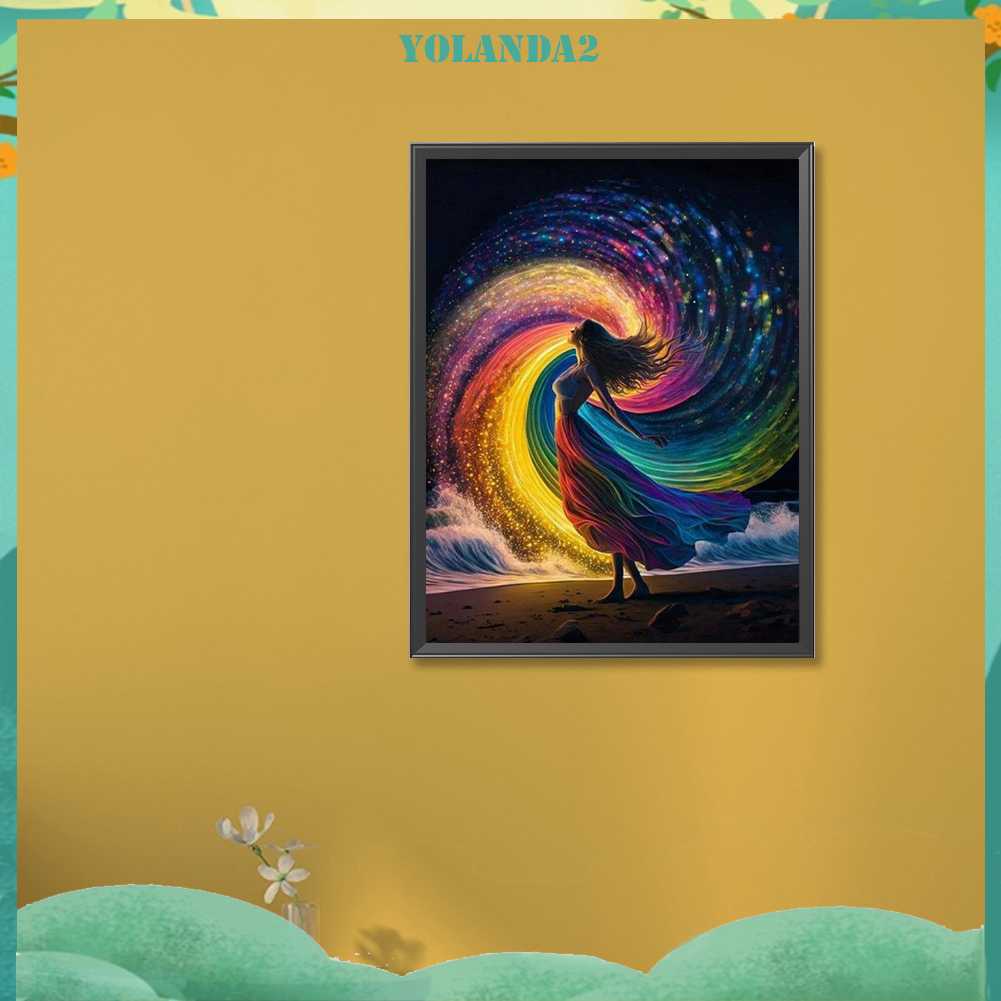 Tranh Đính Đá Kim Cương Toàn Bộ 5D DIY Hình Nữ Thần Cầu Vồng