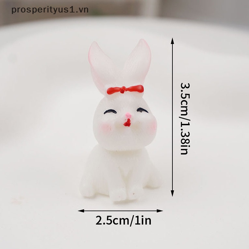 1 [prosperityus1] Set 10 Tượng Thỏ Mini Bằng Nhựa Resin Dạ Quang Dễ Thương Trang Trí Tiểu Cảnh [VN]