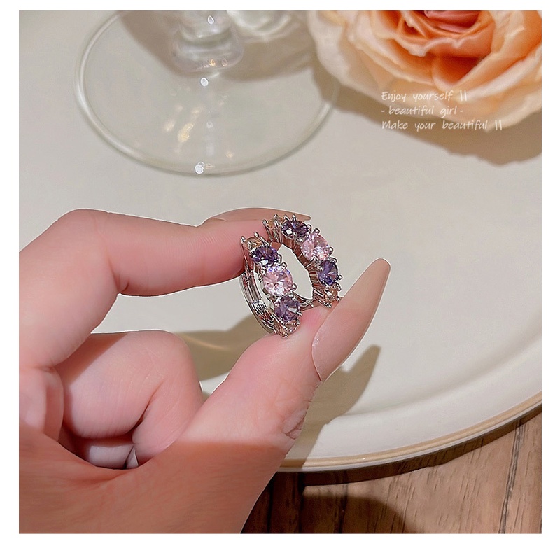 Bộ Khuyên Tai Vòng Đính Đá Zircon Không Gây Dị Ứng Thời Trang Cho Nữ