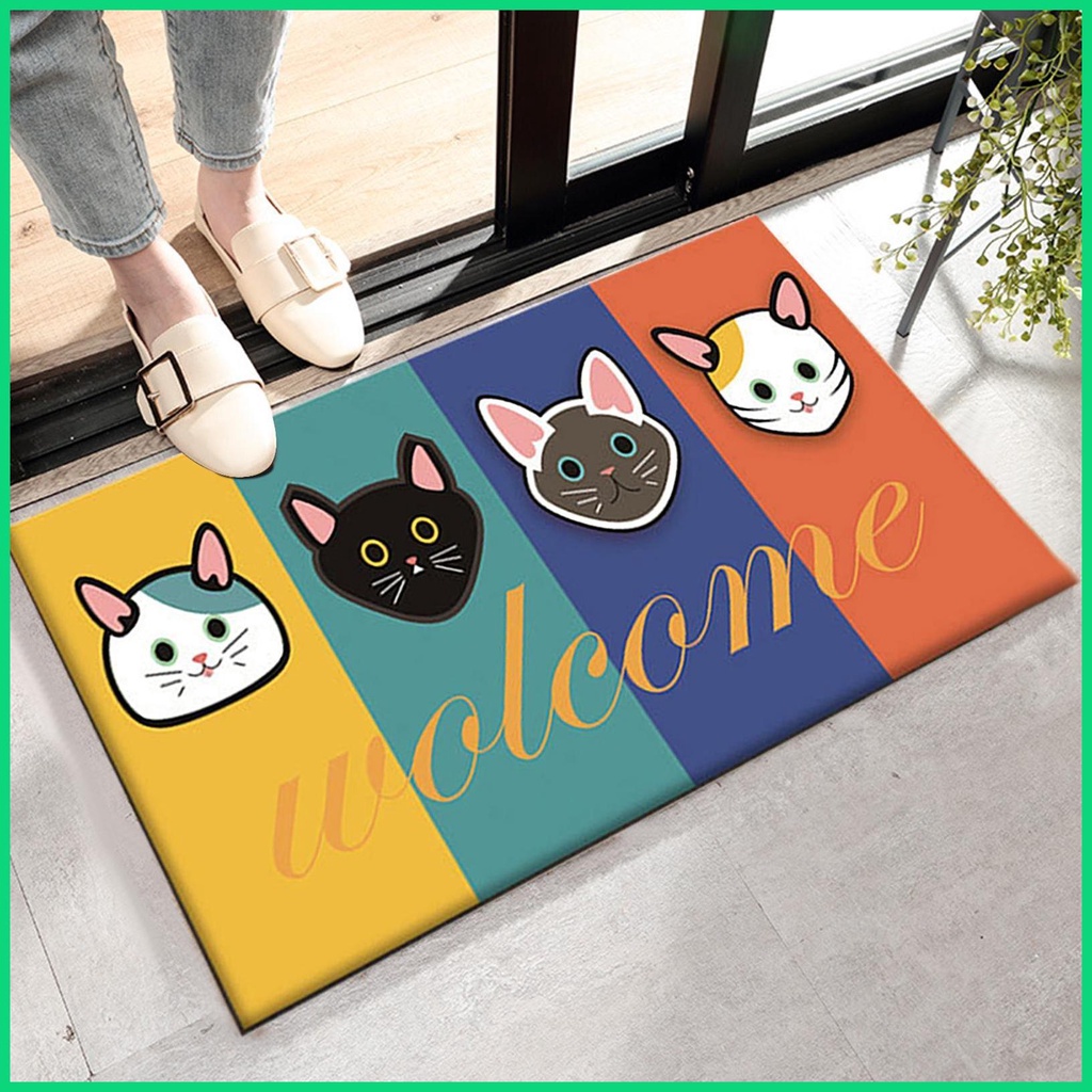 Thảm Chùi Chân Siêu Mềm Chống Trượt Thấm Hút Nước Hình Mèo Hoạt Hình Dành Cho Phòng Tắm