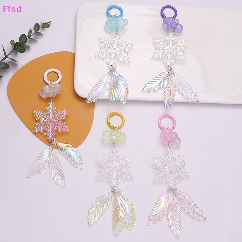 {Ffsd} Móc Chìa Khóa Acrylic Mạ Màu Hình Bông Tuyết Lông Vũ Tươi Tắn Sáng Tạo Thời Trang Trang Trí Túi Xách * Bán Chạy
