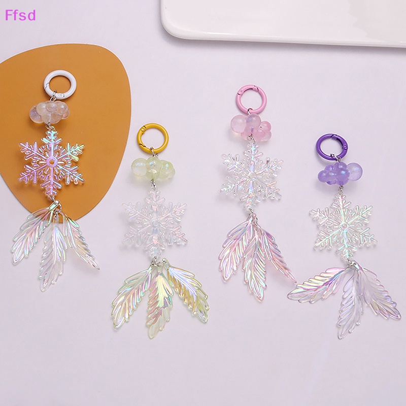 {Ffsd} Móc Chìa Khóa Acrylic Mạ Màu Hình Bông Tuyết Lông Vũ Tươi Tắn Sáng Tạo Thời Trang Trang Trí Túi Xách * Bán Chạy