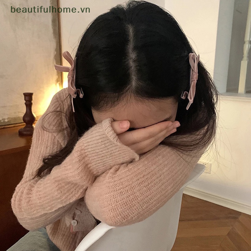 Kẹp Tóc Nơ Bằng Nhung Phong Cách Vintage Cho Nữ