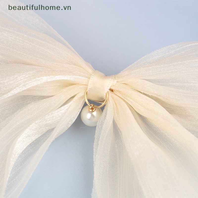 Kẹp Tóc Thắt Nơ Sợi Lưới Trắng Đen Mới Cho Nữ [Beautyhome]