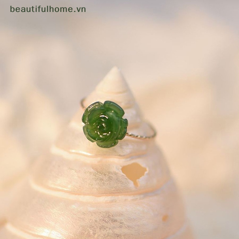 [beautifulhome] Nhẫn Hoa Hồng Xanh Lá Thời Trang Tinh Tế Làm Quà Tặng Đám Cưới Cho Nữ [beauty]