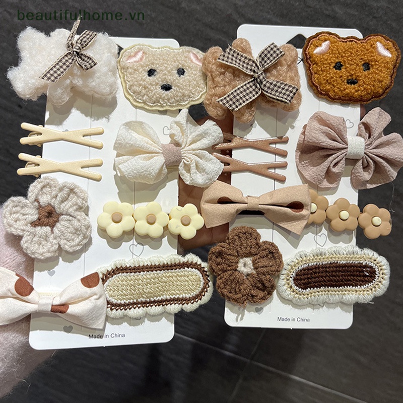 Set 10 Kẹp Tóc Hình Gấu Hoạt Hình Dễ Thương Cho Bé Gái