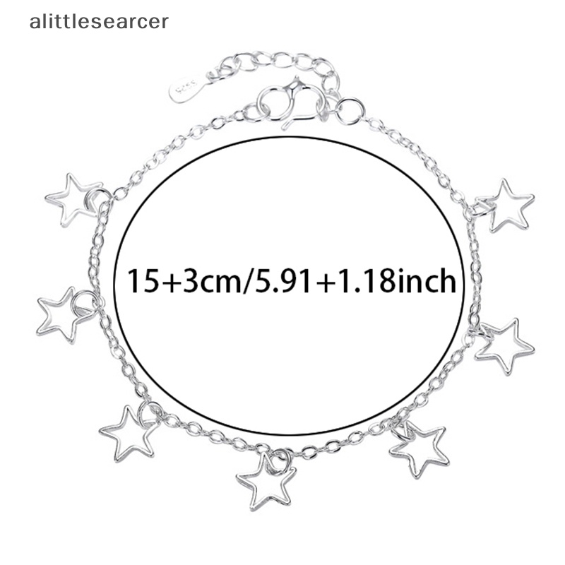 Vòng Tay Chuỗi Hạt Hình Ngôi Sao Năm Cánh Màu Bạc Thời Trang Cho Nữ