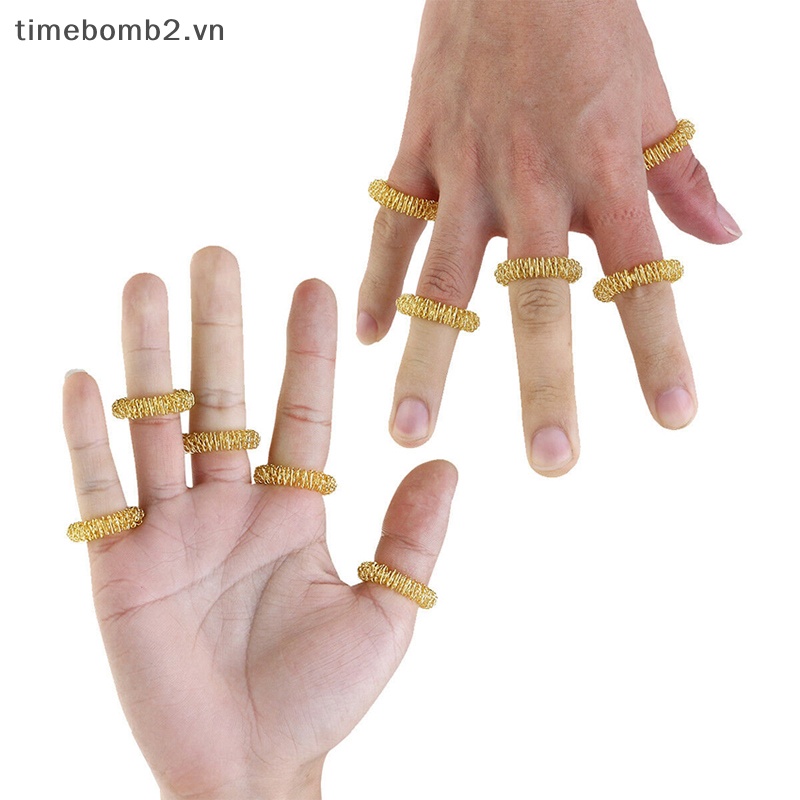 Set 10 Nhẫn Thép Không Gỉ Mát Xa Ngón Tay Giúp Thư Giãn