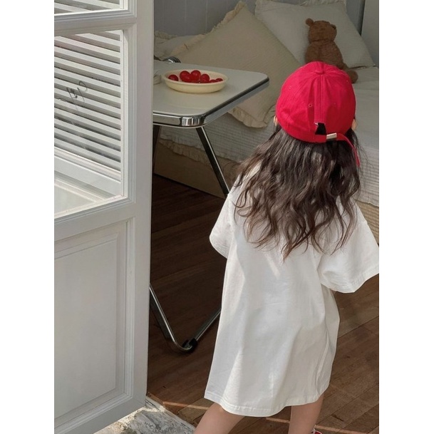 Áo Thun Cotton Một Mảnh Tay Ngắn Dáng Rộng In Hình Mặt Cười Phong Cách Phương Tây Thời Trang Mùa Hè Cho Bé Gái