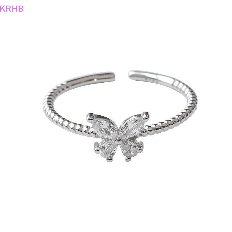 Nhẫn Hở Hình Bướm Màu Bạc Đính Đá Zircon Đẹp Mắt Mới