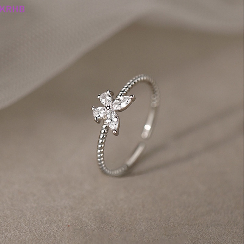 Nhẫn Hở Hình Bướm Màu Bạc Đính Đá Zircon Đẹp Mắt Mới