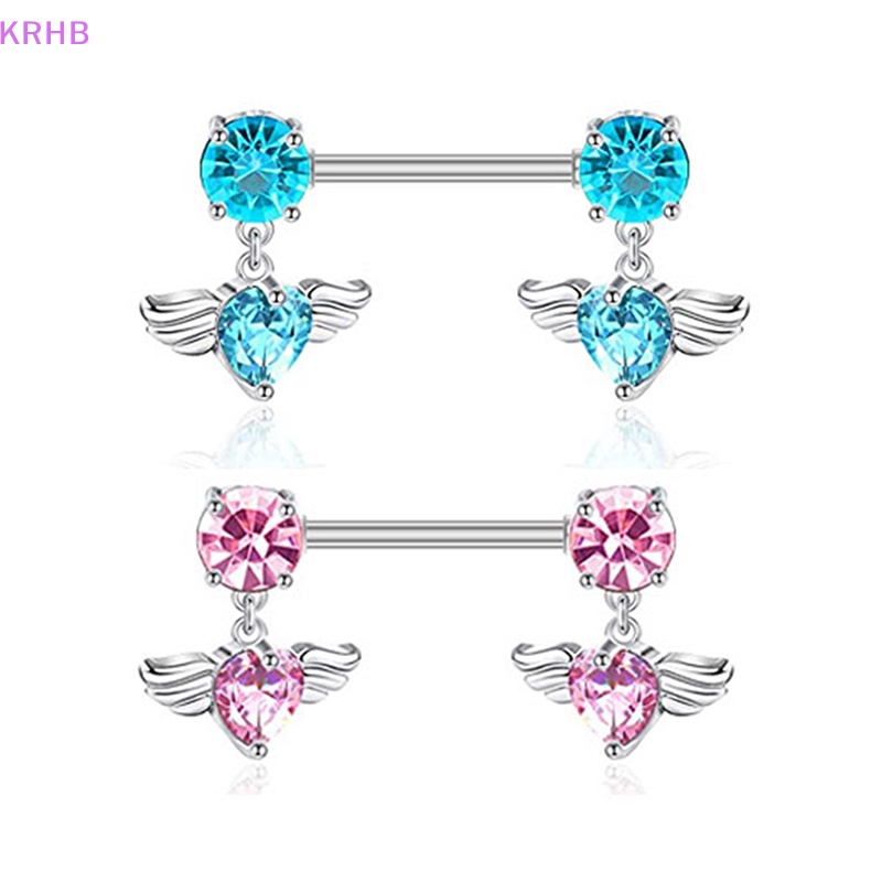 Nhẫn Núm Vú Bằng Thép Không Gỉ Đính Đá Zircon Hình Trái Tim Thời Trang Cho Nữ Mới