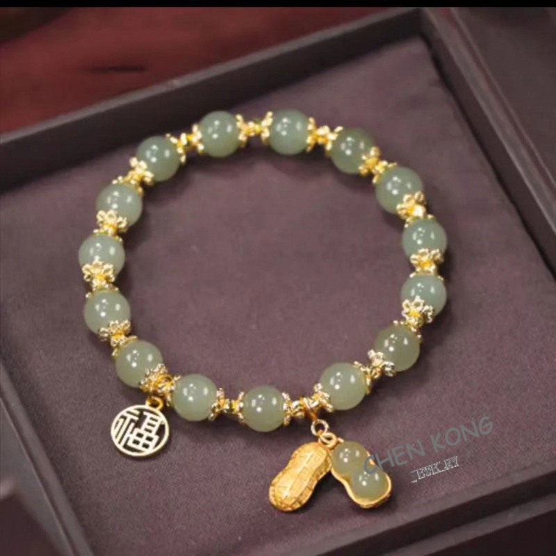 Vòng Tay Hạt Đậu Phộng Hetian Yu Phong Cách Trung Hoa Mới 2023