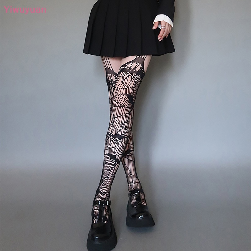 < Yiwuyuan > Quần Tất Lưới Gợi Cảm Nhiều Màu Sắc Phong Cách Punk Cho Nữ