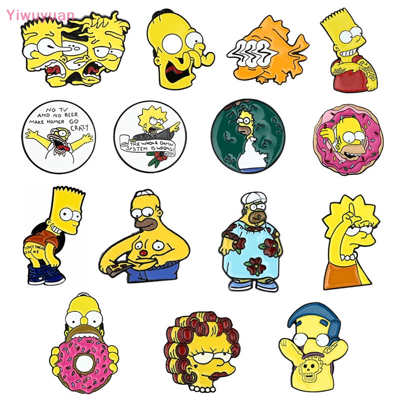 < Yiwuyuan > Ghim Cài Áo Họa Tiết Hoạt Hình Disney Comedy TV The Simpsons Tráng Men Dễ Thương Vui Nhộn Phụ Kiện Trang Sức Cho Nữ