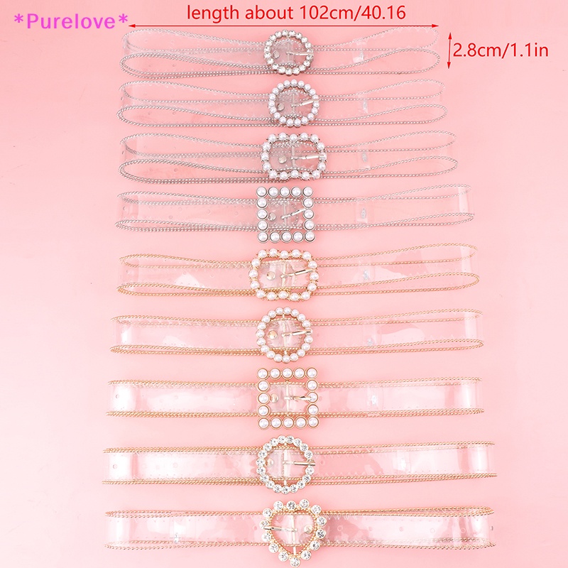 Thắt Lưng Trong Suốt Khóa Vuông / Tròn / Trái Tim Đính Đá Đơn Giản Thời Trang Mới