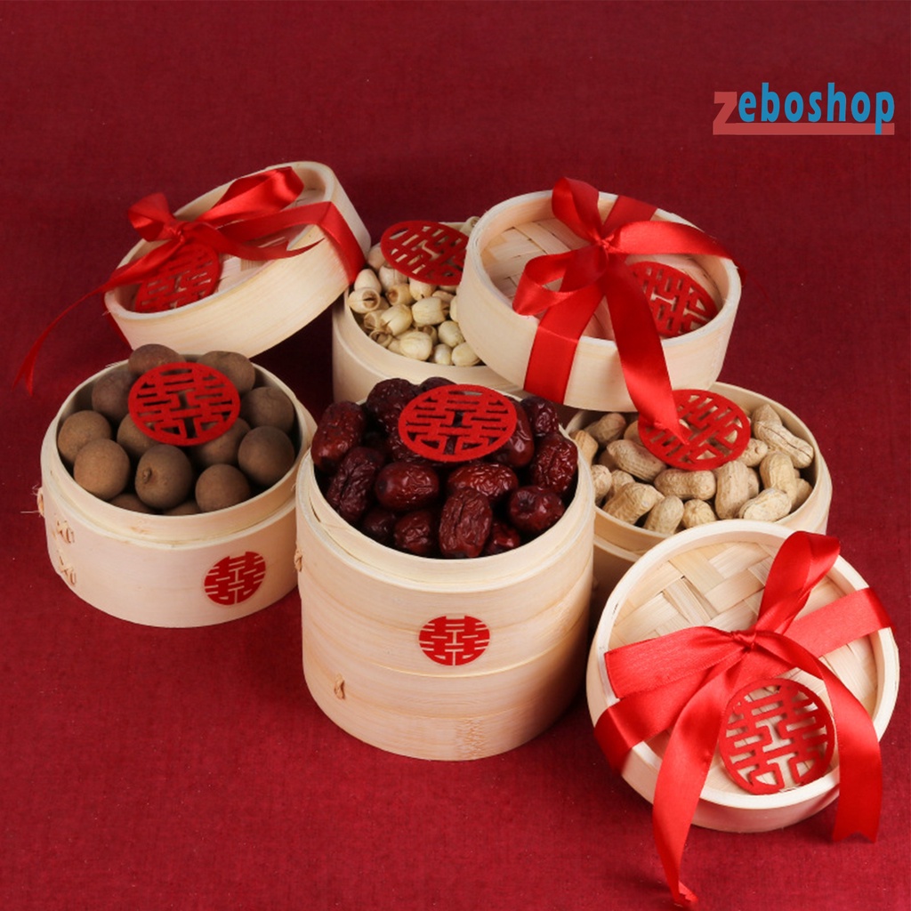 Rổ Hấp Bánh Bao Bằng Gỗ Tre Có Nắp Đậy Tiện Dụng