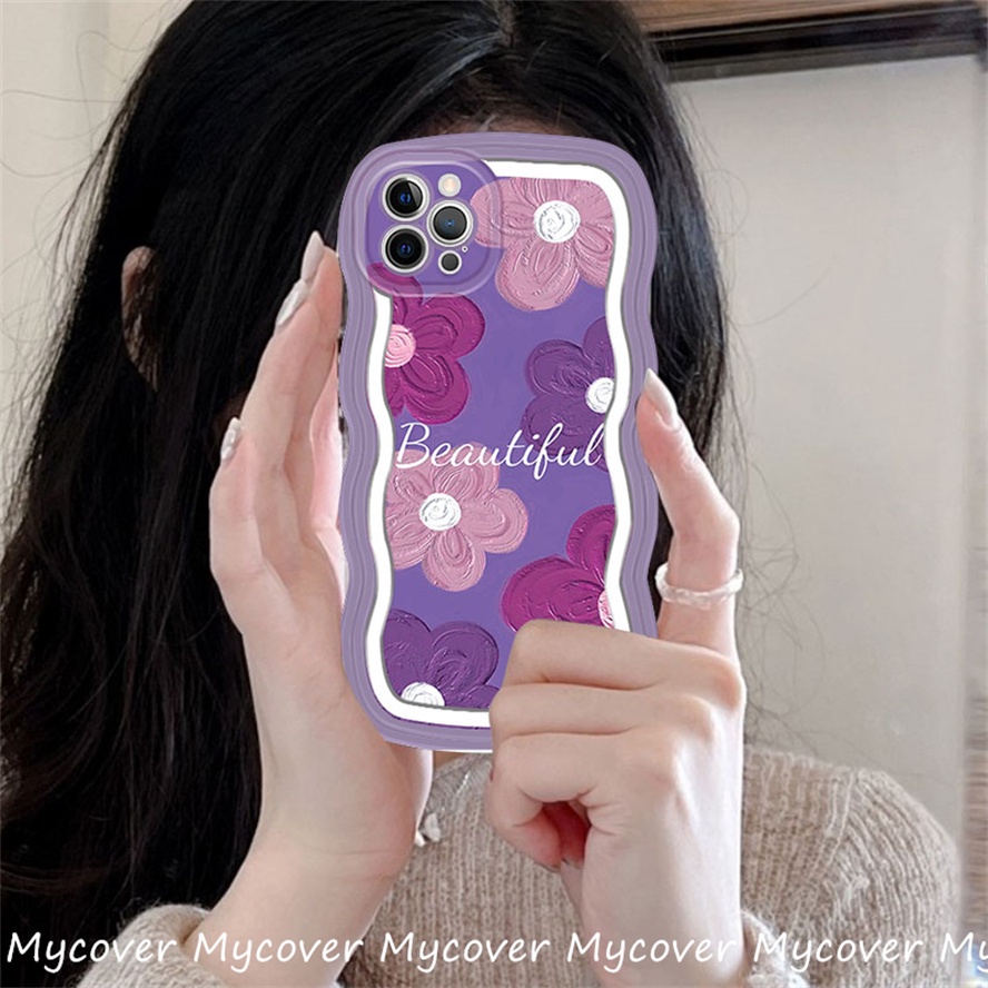 Ốp Điện Thoại Silicon Mềm Họa Tiết Hoa Tulip Tím Cho iPhone 11 13 12 14 Pro Max X XR Xs Max 6 7 8 Plus