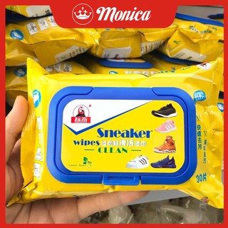 Giấy lau giày Sneaker gói 30 tờ túi, khăn lau sạch giày túi màu vàng - MONICA