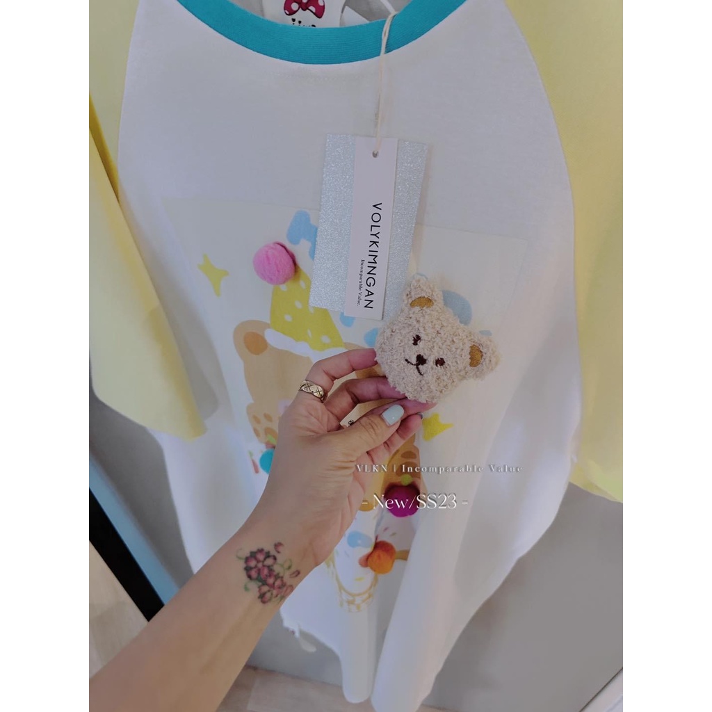 Áo thun gấu tay màu ca.ke jiwa