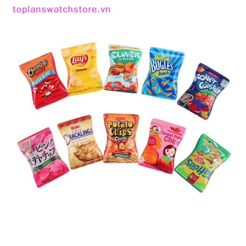 Set 10 Mô Hình Đồ Ăn Vặt / Khoai Tây Chiên / Kẹo Bằng Nhựa Resin Trang Trí Nhà Bú