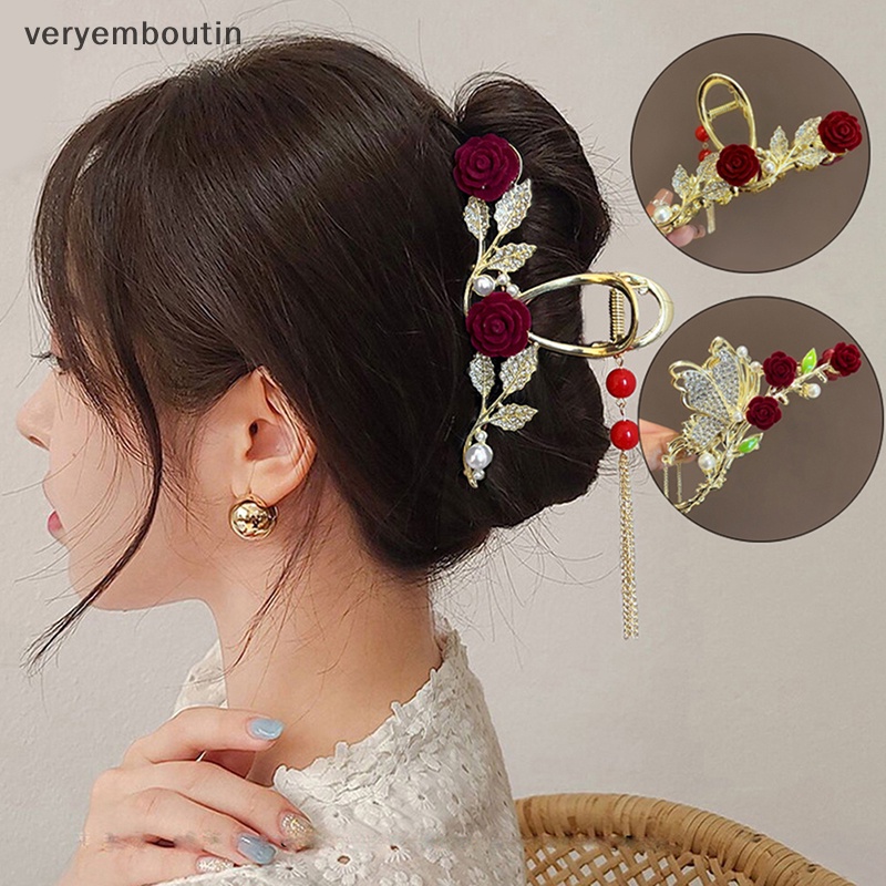 Kẹp Tóc Đính Đá Hình Hoa Hồng Thời Trang Cho Nữ